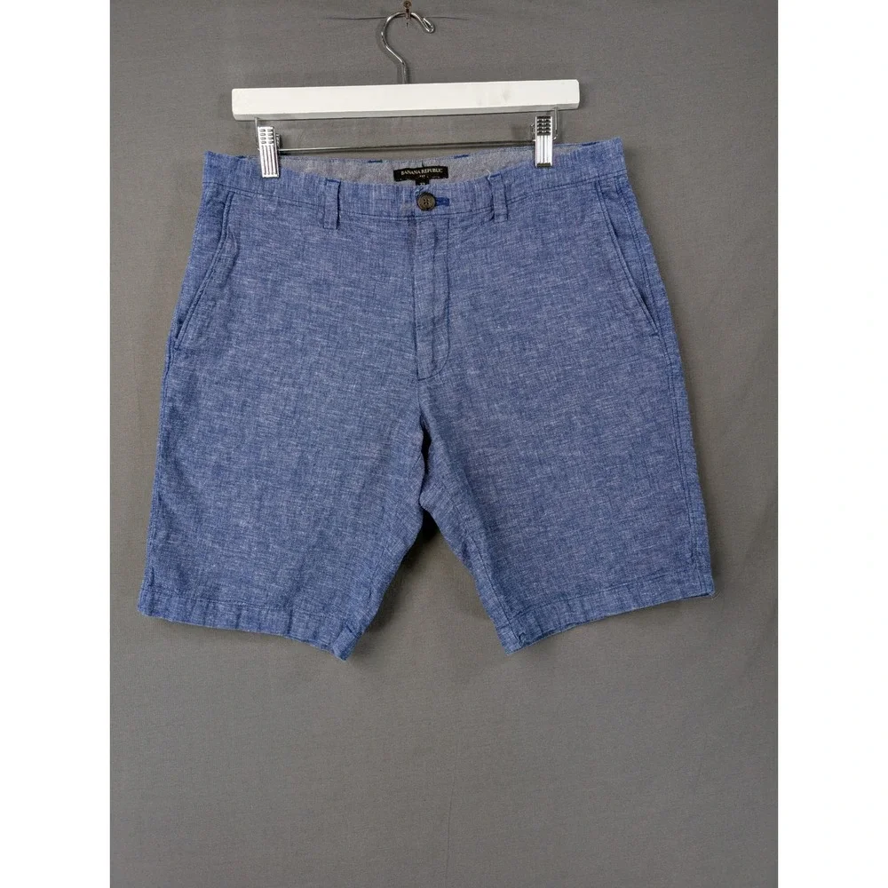 Banana Republic Mens Blue Linen Cotton Blend Shorts‎ Size 33
